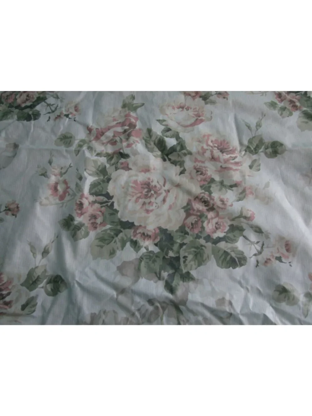 Chintz Floral Ruffled Pillow Sham Standard  Vintage Cottagecore Style Cotton Ble